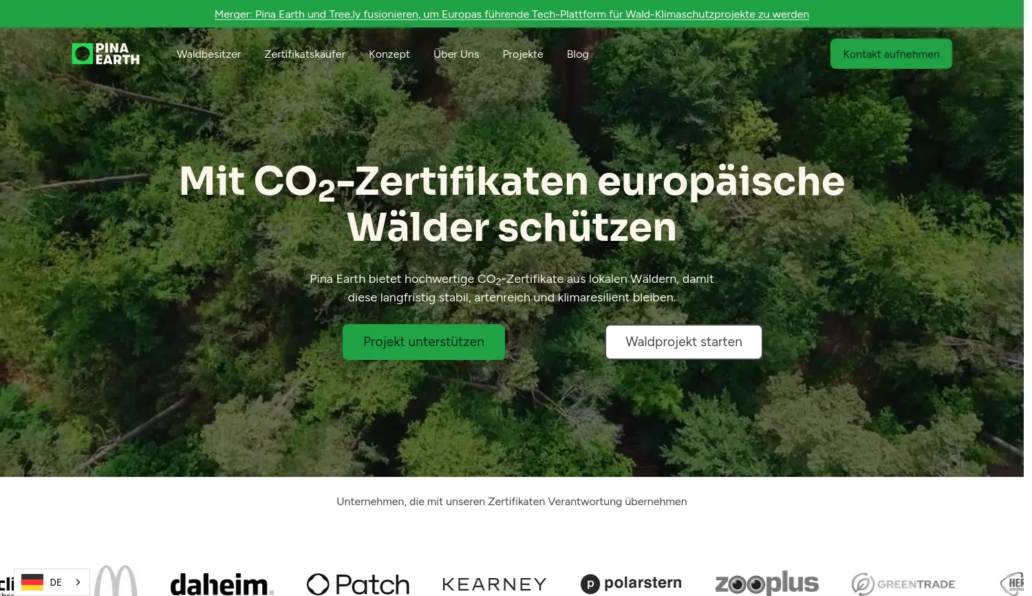 Website der Firma Pina Technologies GmbH