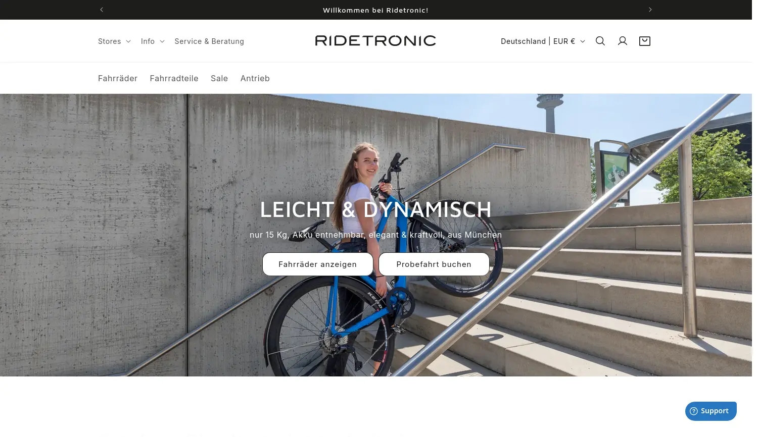 Website der Firma Ridetronic GmbH