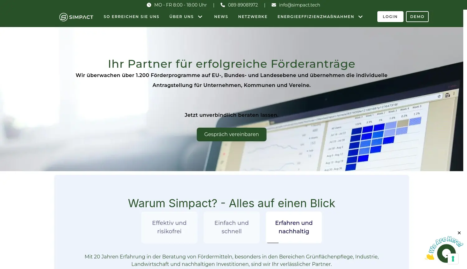 Website der Firma Simpact GmbH