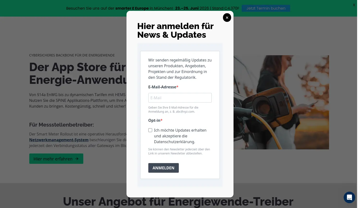 Website der Firma SPiNE GmbH