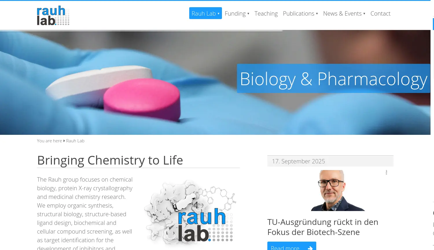 Website der Firma Technische Universität Dortmund, Fakultät für Chemie und Chemische Biologie, Rauh Lab
