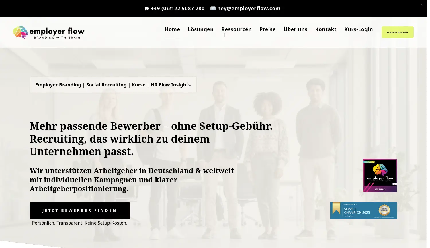 Website der Firma employer flow Inhaberin Miriam Merks