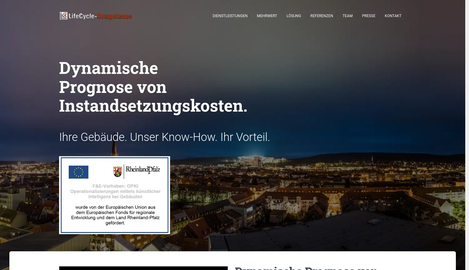 Website der Firma LifeCycle-Competence GmbH