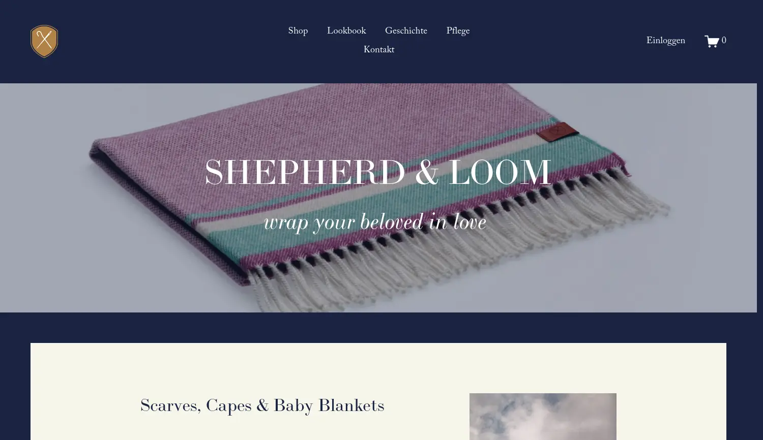Website der Firma Shepherd & Loom, Inh. Jil Köhn