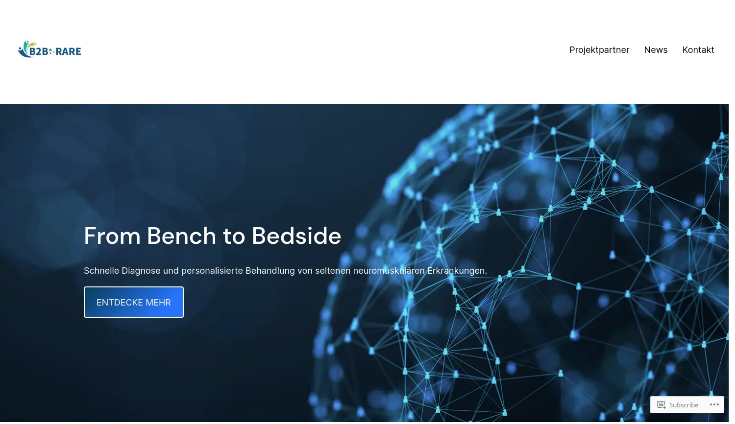 Website der Firma Konsortium B2B-RARE – Bench to Bedside