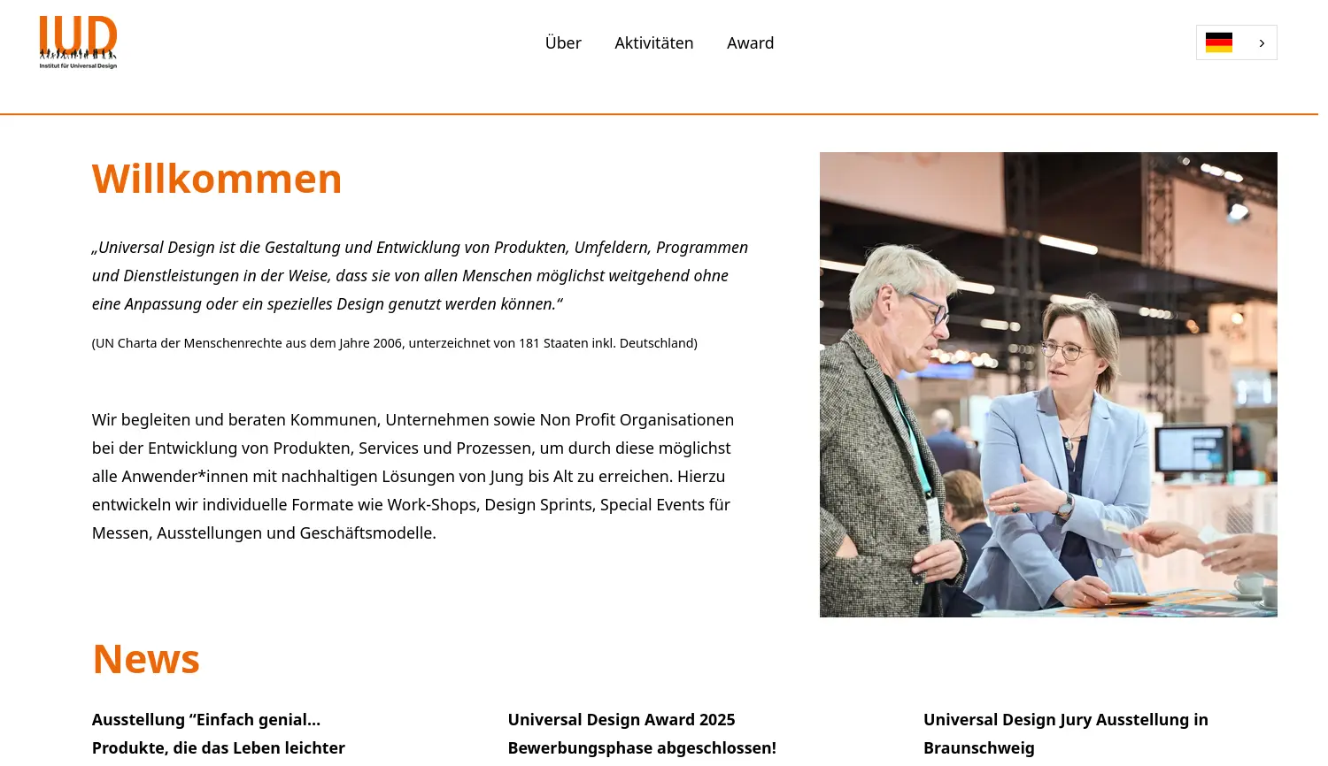 Website der Firma Institut für Universal Design Verwaltungs-GmbH