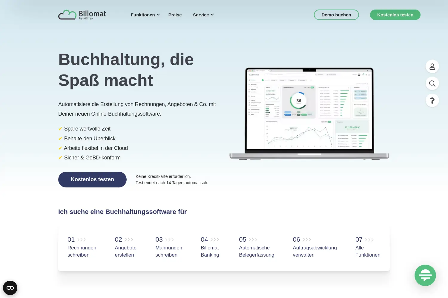 Website der Firma Billomat GmbH & Co. KG