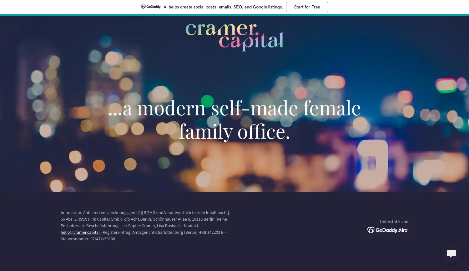Website der Firma Pink Capital GmbH