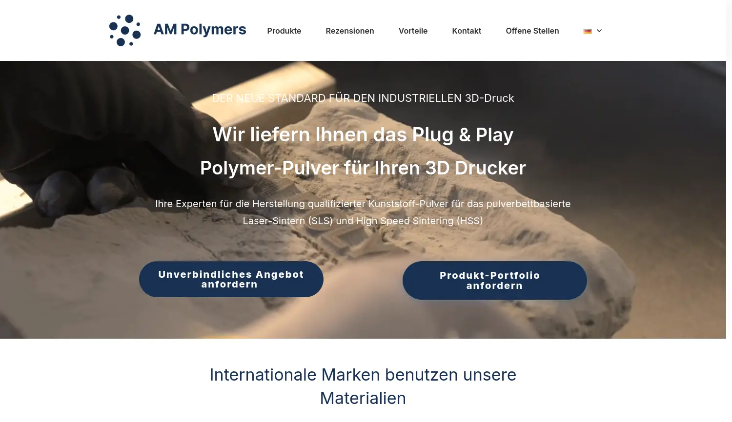 Website der Firma AM POLYMERS GmbH