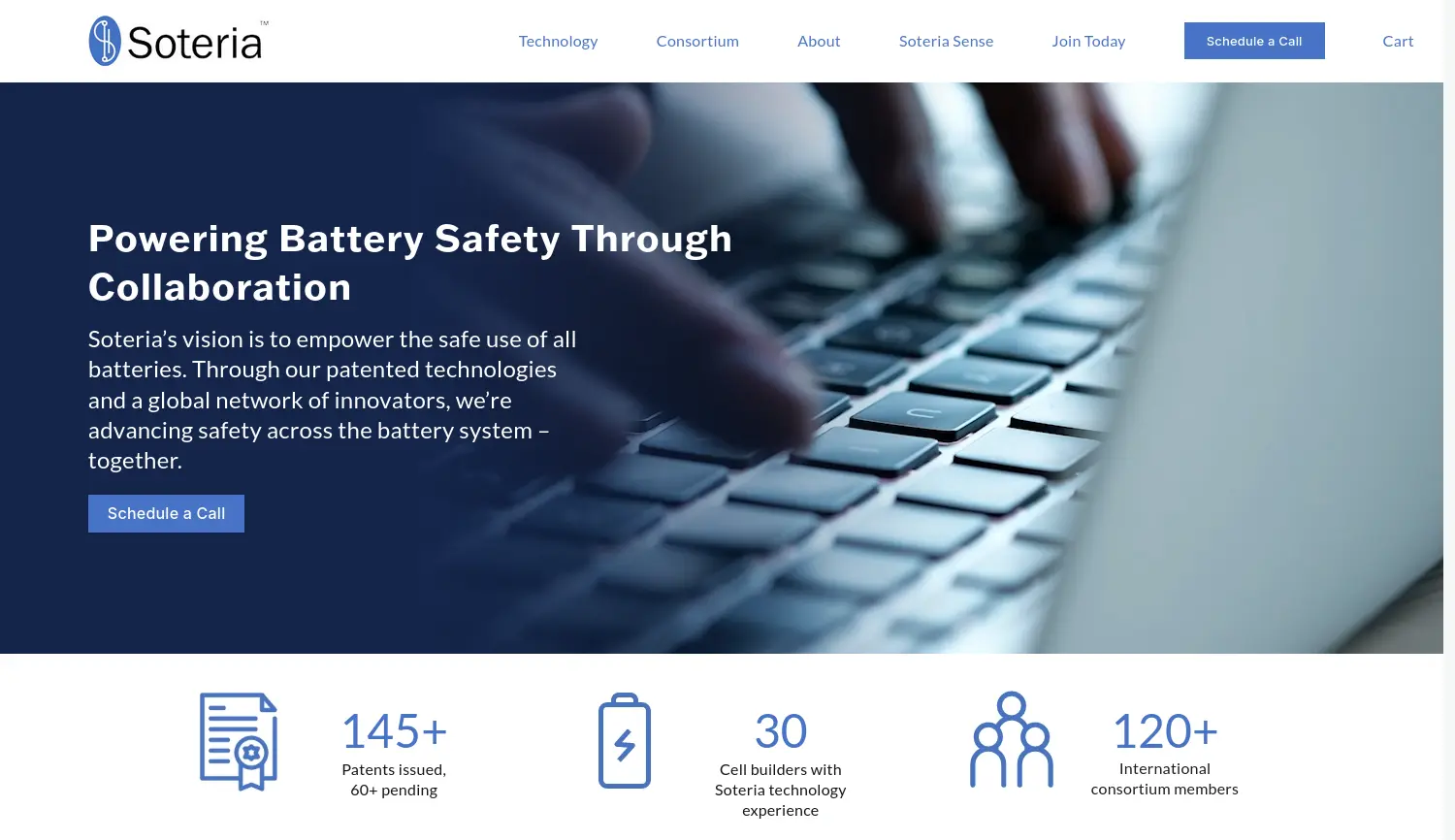 Website der Firma Soteria Battery Innovation Group
