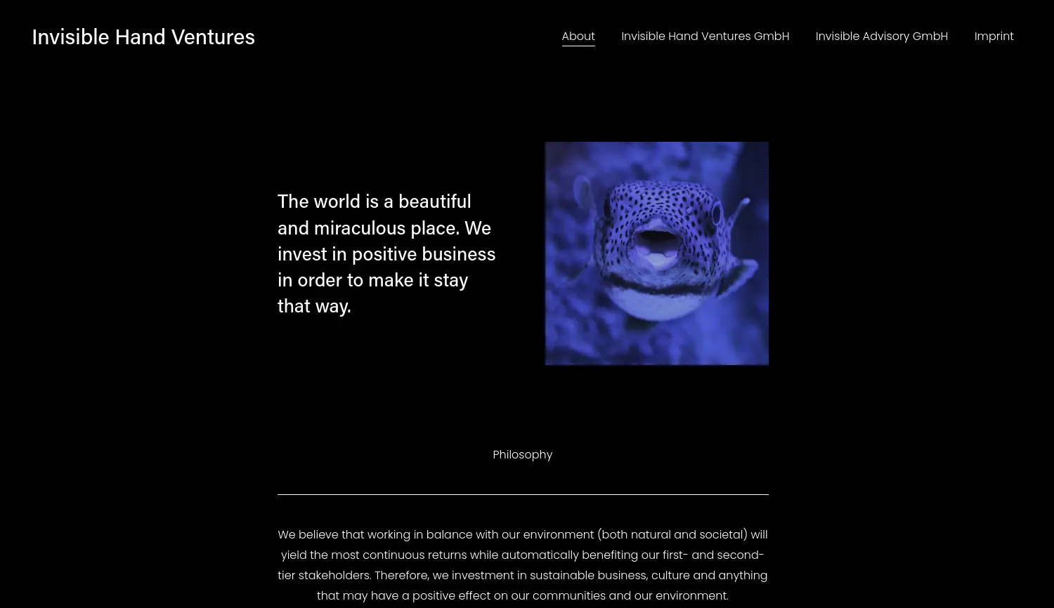 Website der Firma Invisible Hand Ventures GmbH