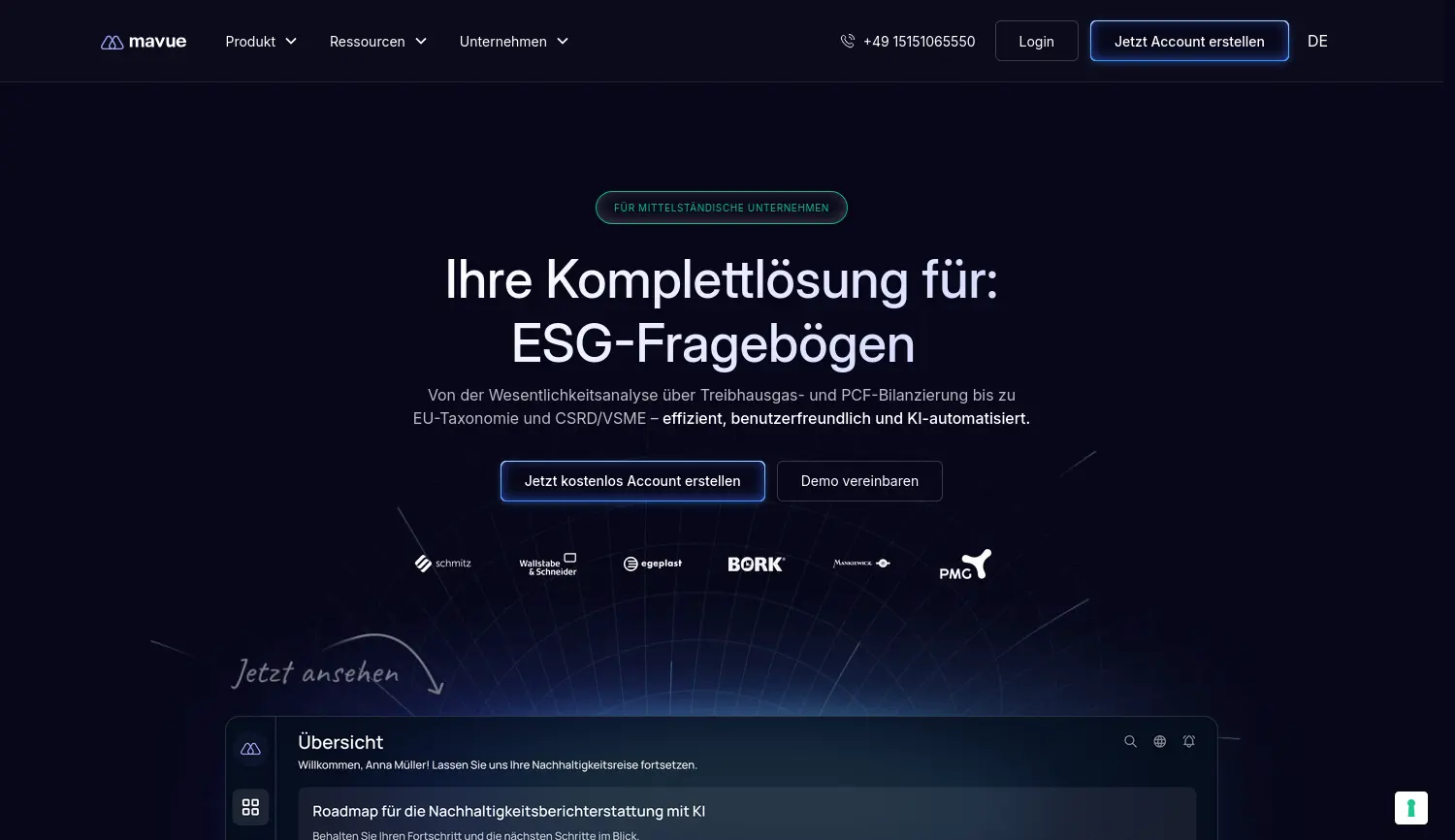 Website der Firma Mavue GmbH