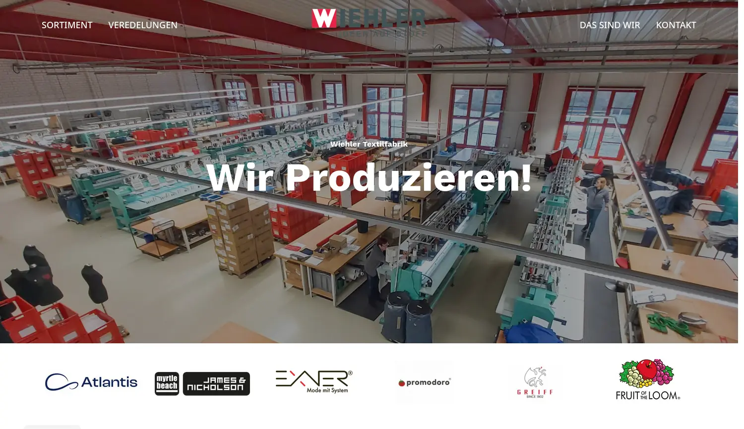 Website der Firma Danilo Wiehler Textilfabrik
