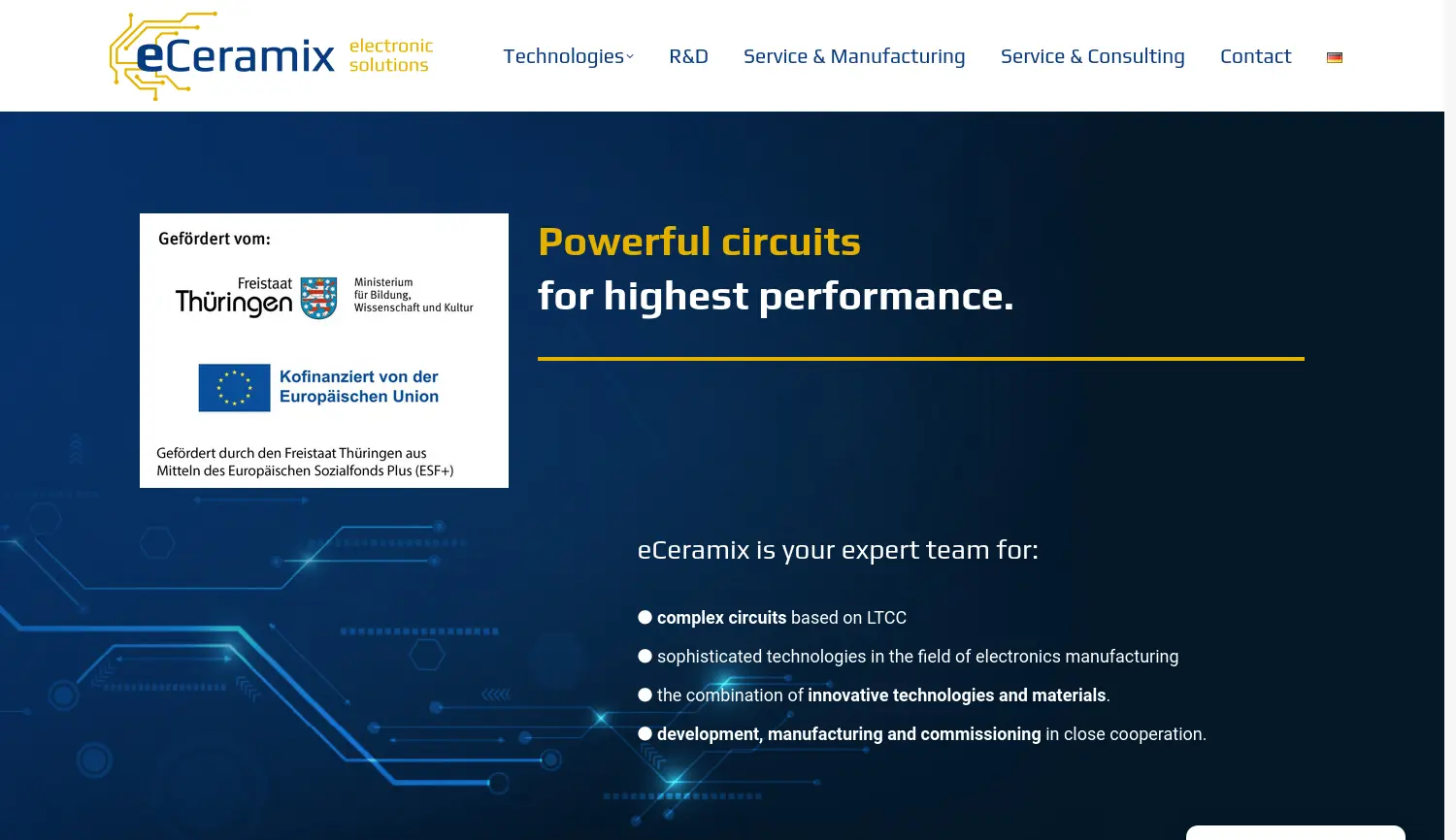 Website der Firma eCeramix GmbH
