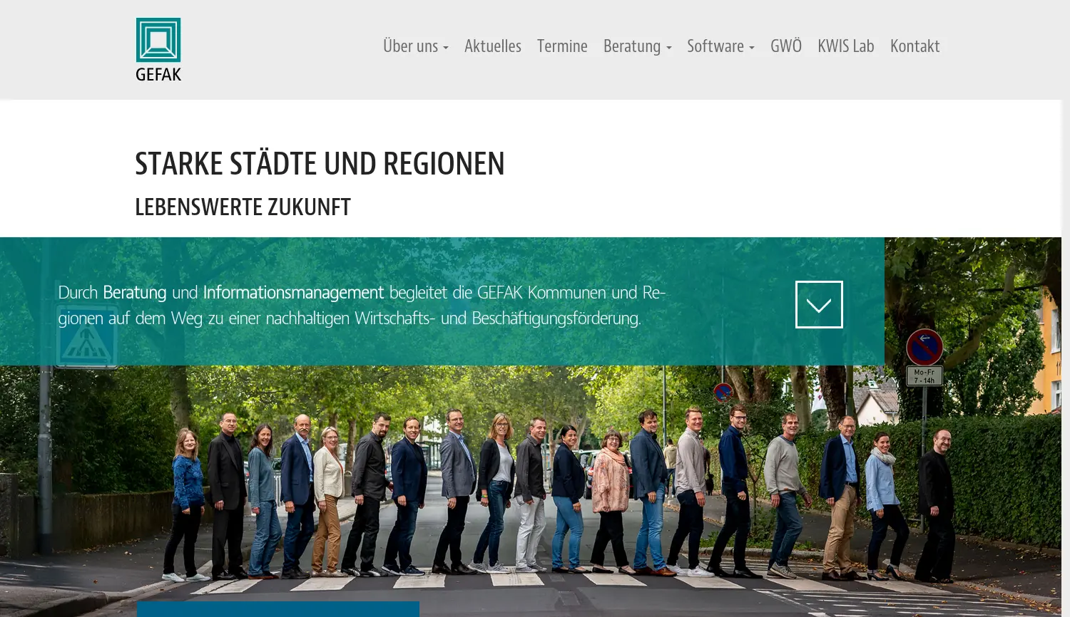 Website der Firma GEFAK Gesellschaft für angewandte Kommunalforschung mbH