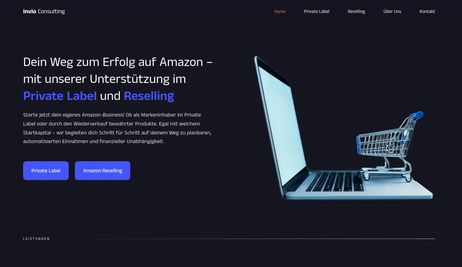 Website der Firma invio Handels GmbH