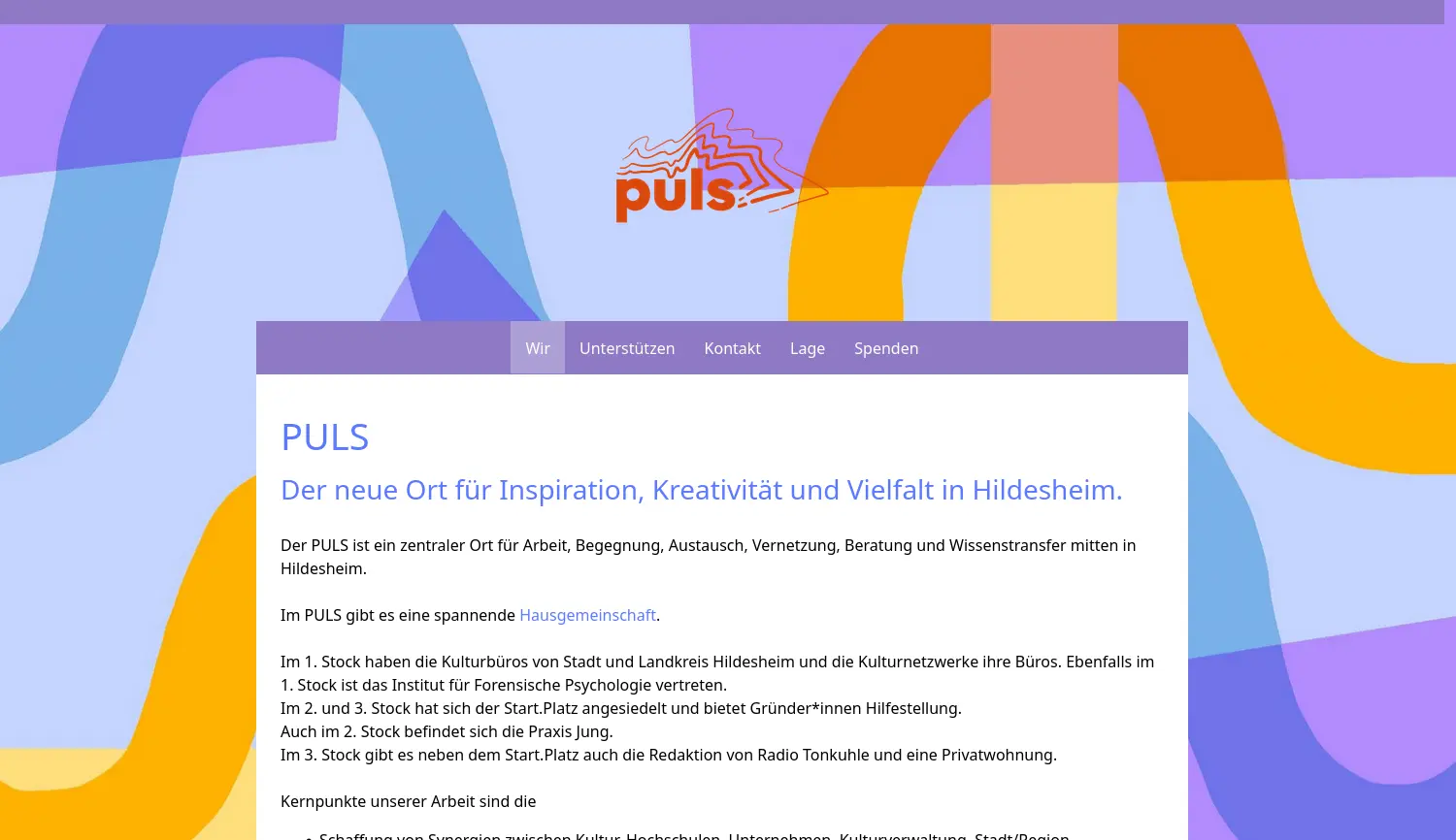 Website der Firma PULS Hildesheim e.V.