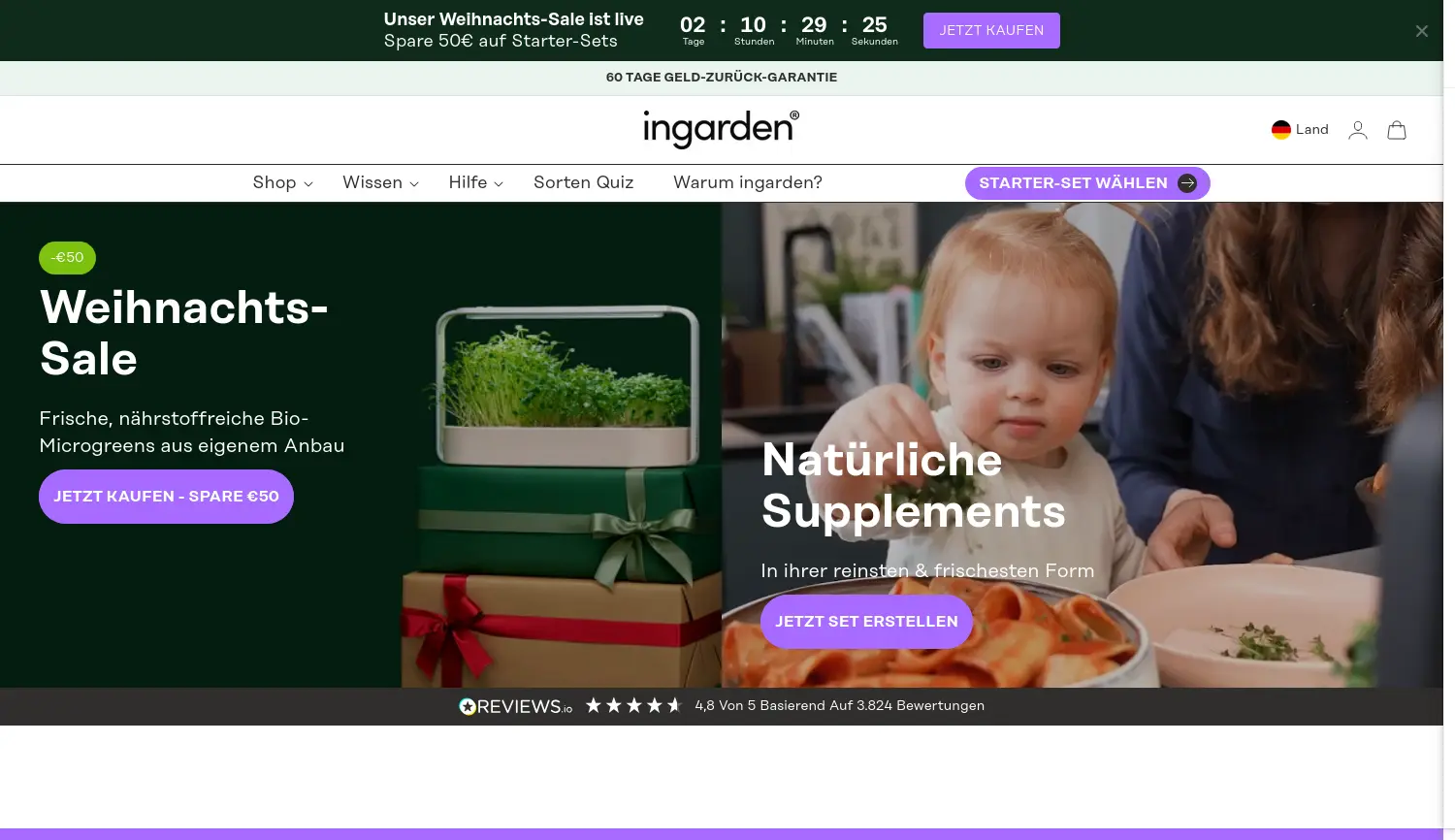 Website der Firma ingarden GmbH