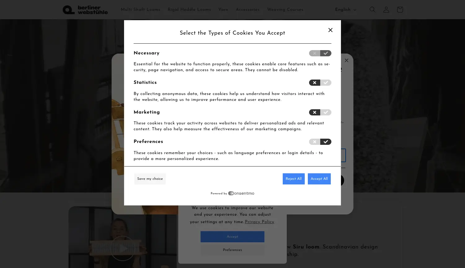 Website der Firma Berliner Webstühle