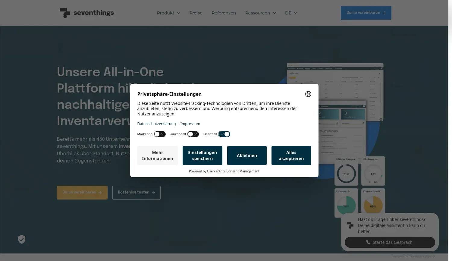 Website der Firma seventhings GmbH
