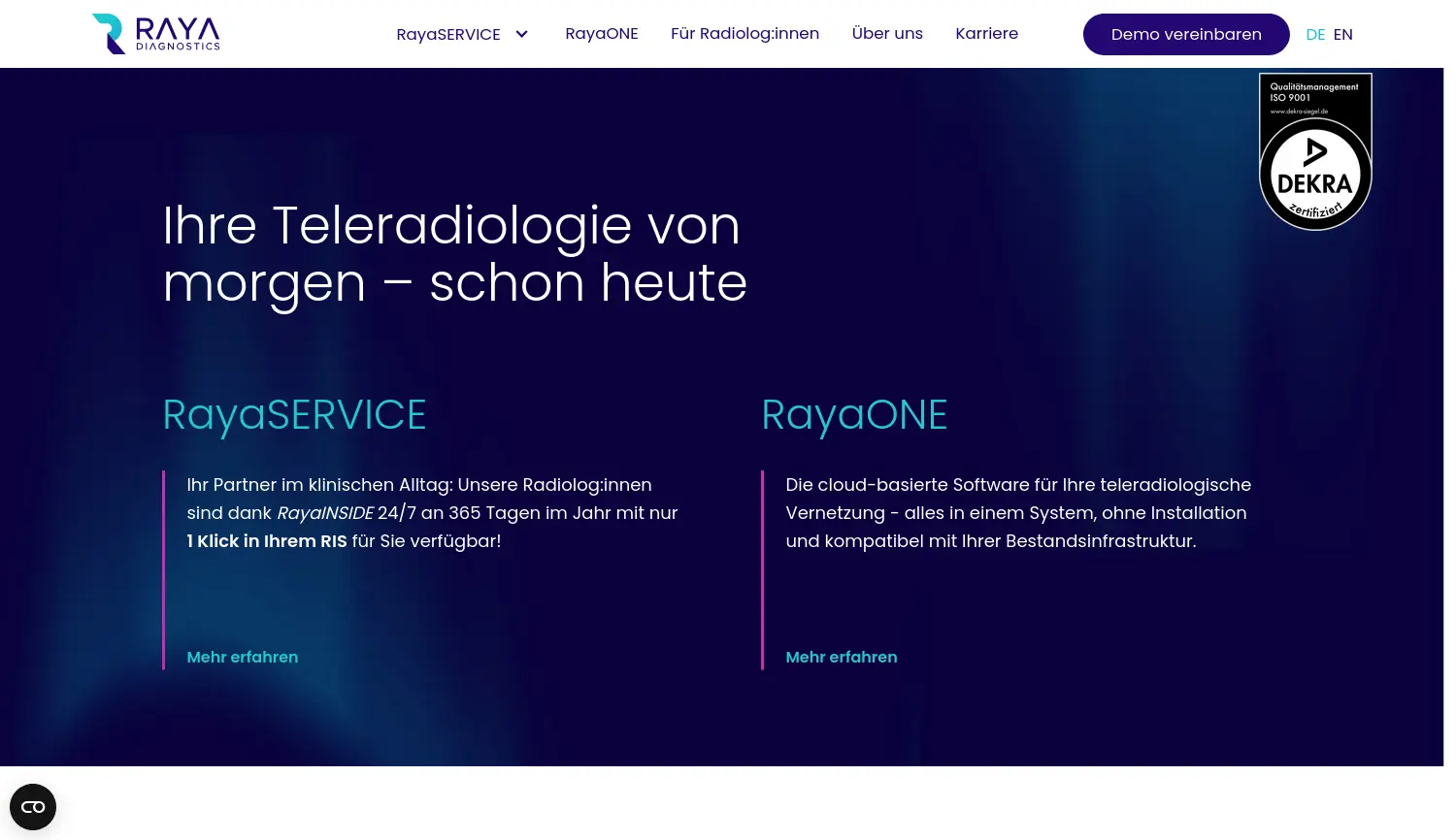 Website der Firma Raya Diagnostics GmbH