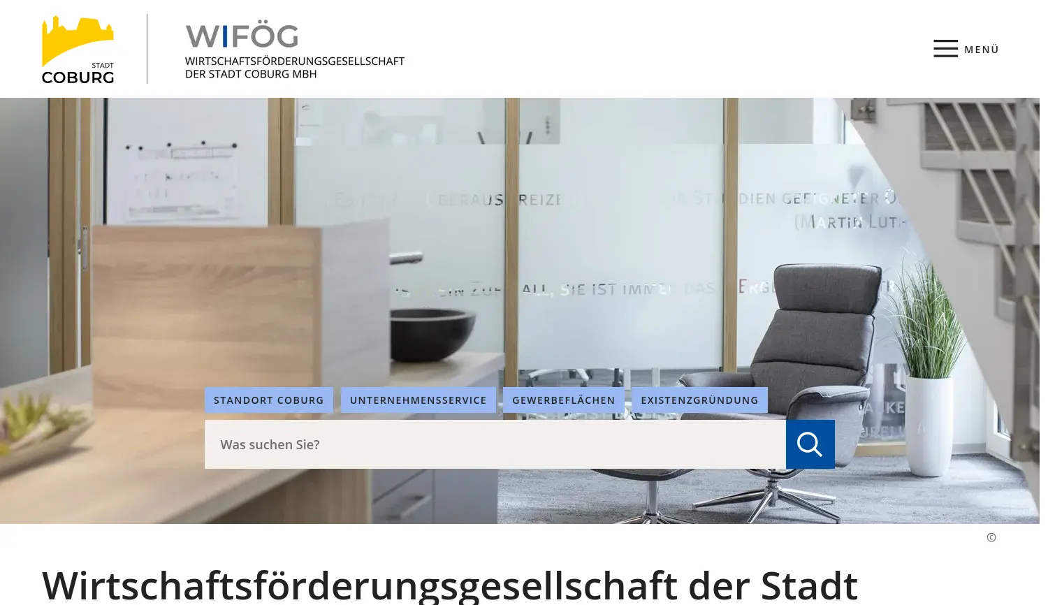 Website der Firma Wirtschaftsförderungsgesellschaft der Stadt Coburg mbH