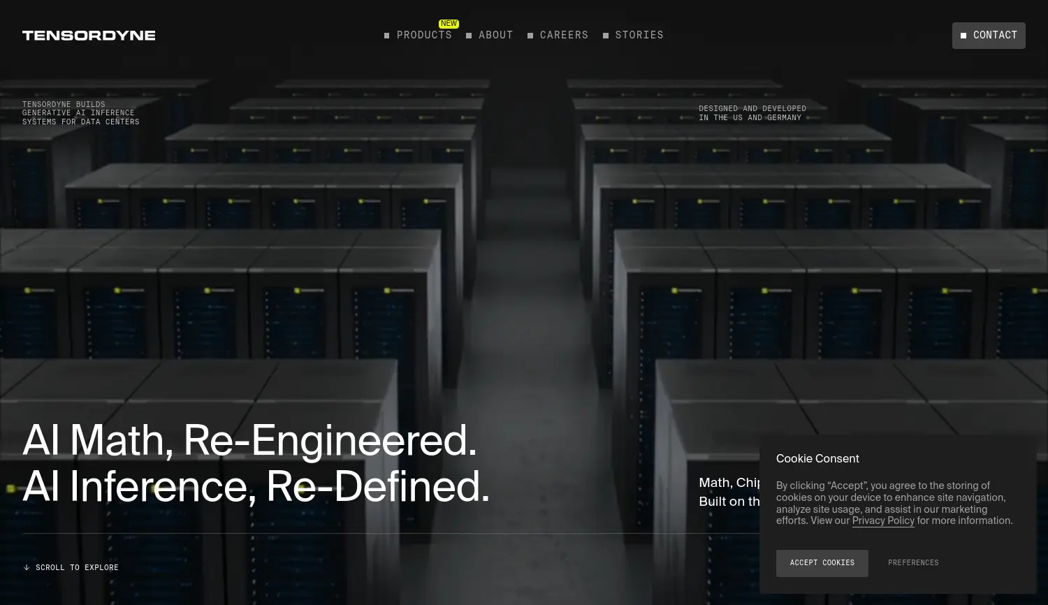 Website der Firma Tensordyne GmbH