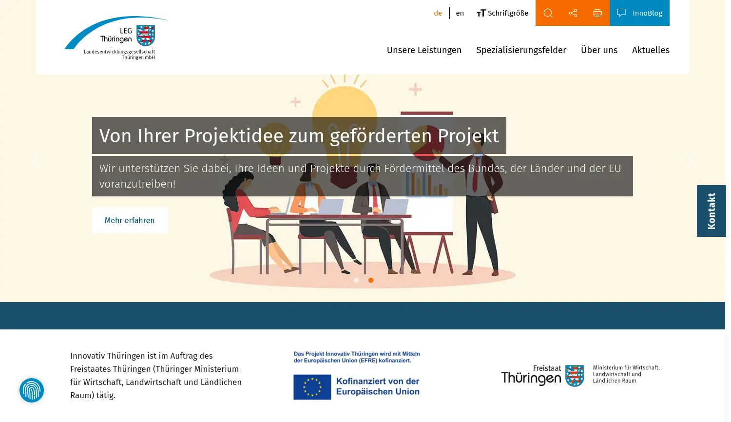 Website der Firma Landesentwicklungsgesellschaft Thüringen mbH