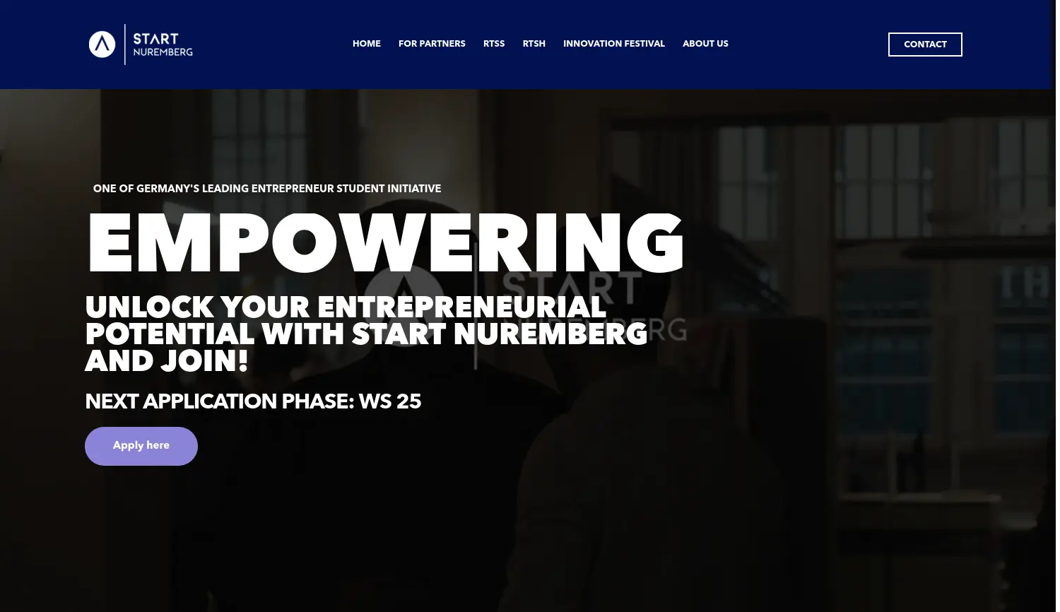Website der Firma START Erlangen-Nuremberg