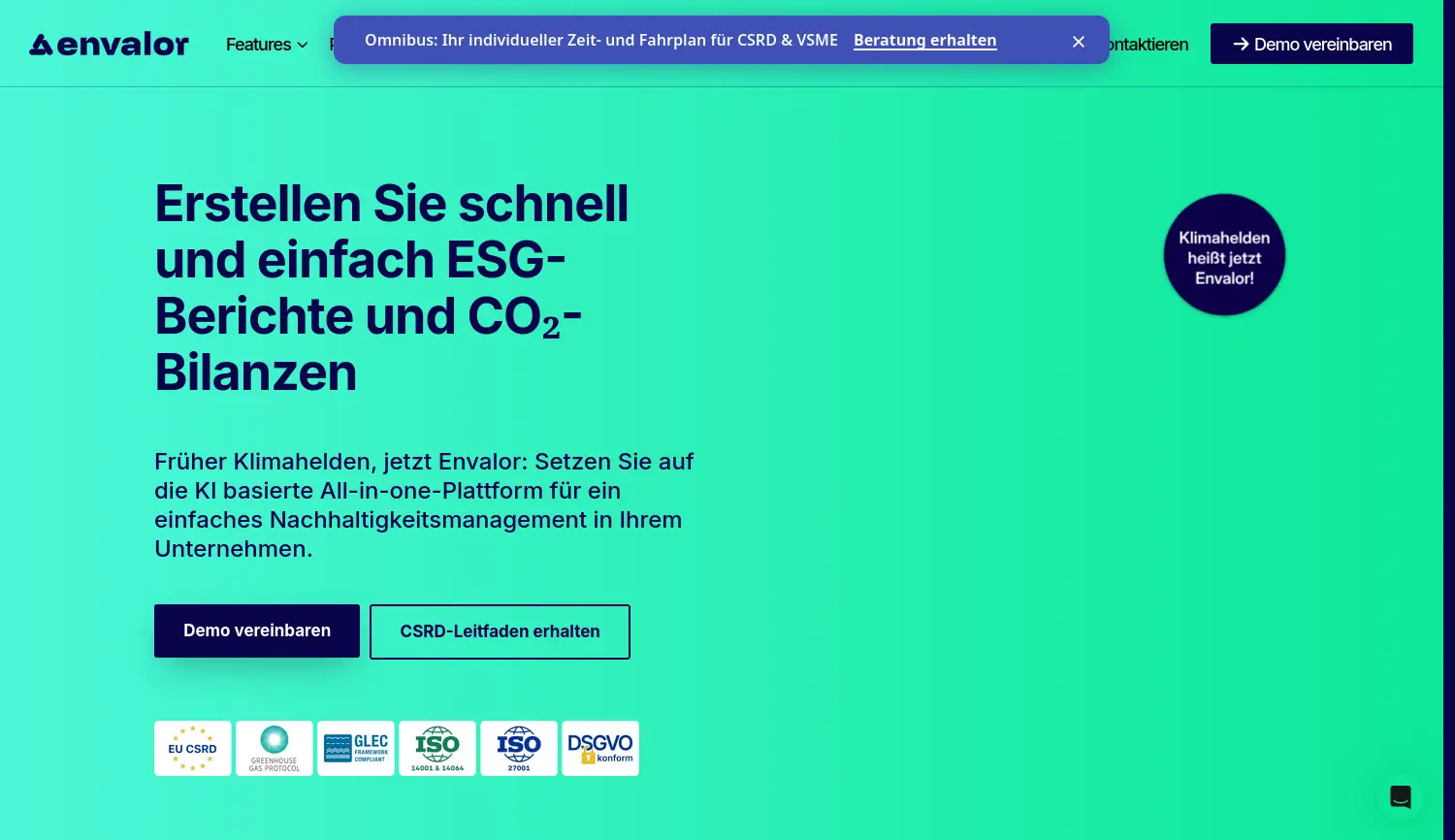 Website der Firma Envalor GmbH