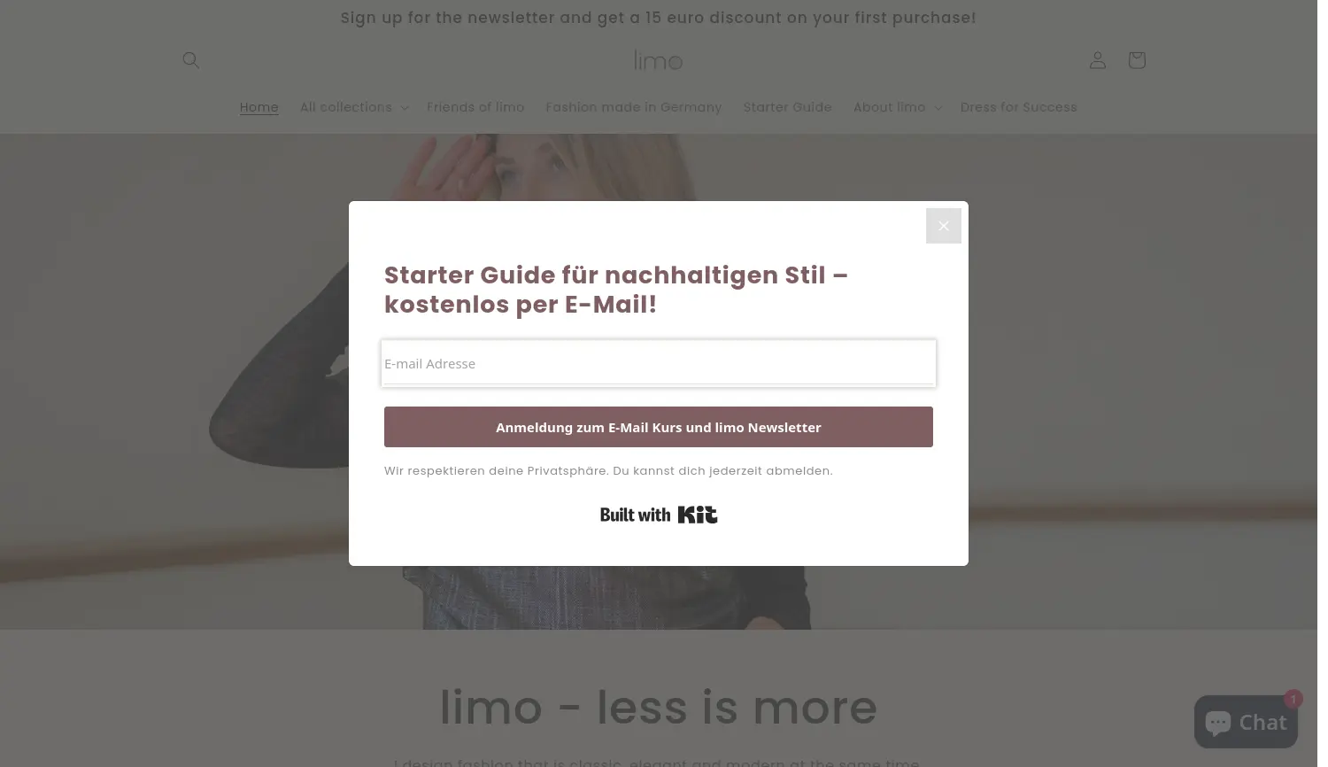 Website der Firma limo wardrobe