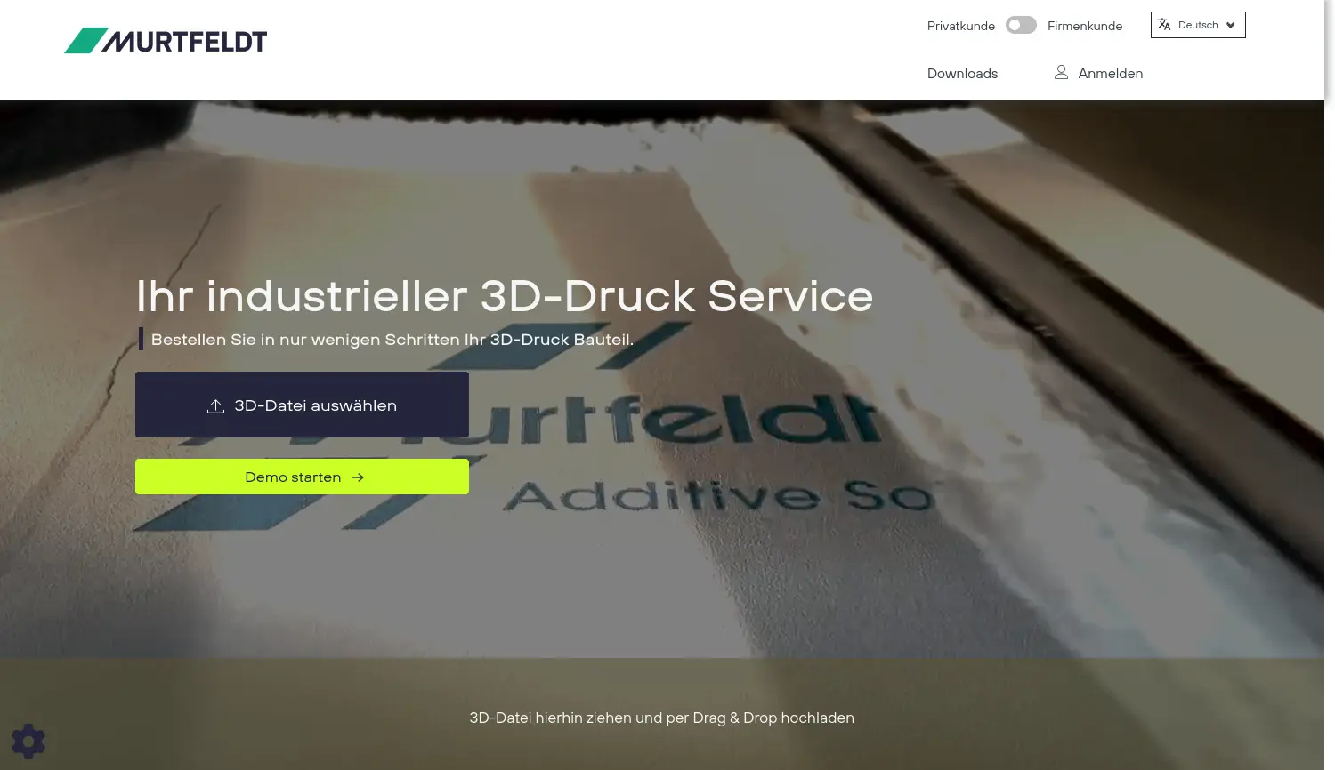 Website der Firma Murtfeldt Additive Solutions GmbH