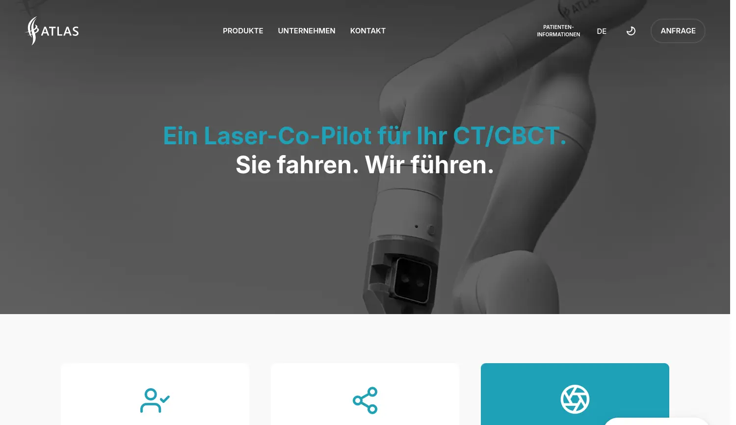Website der Firma ATLAS medical Technologies GmbH