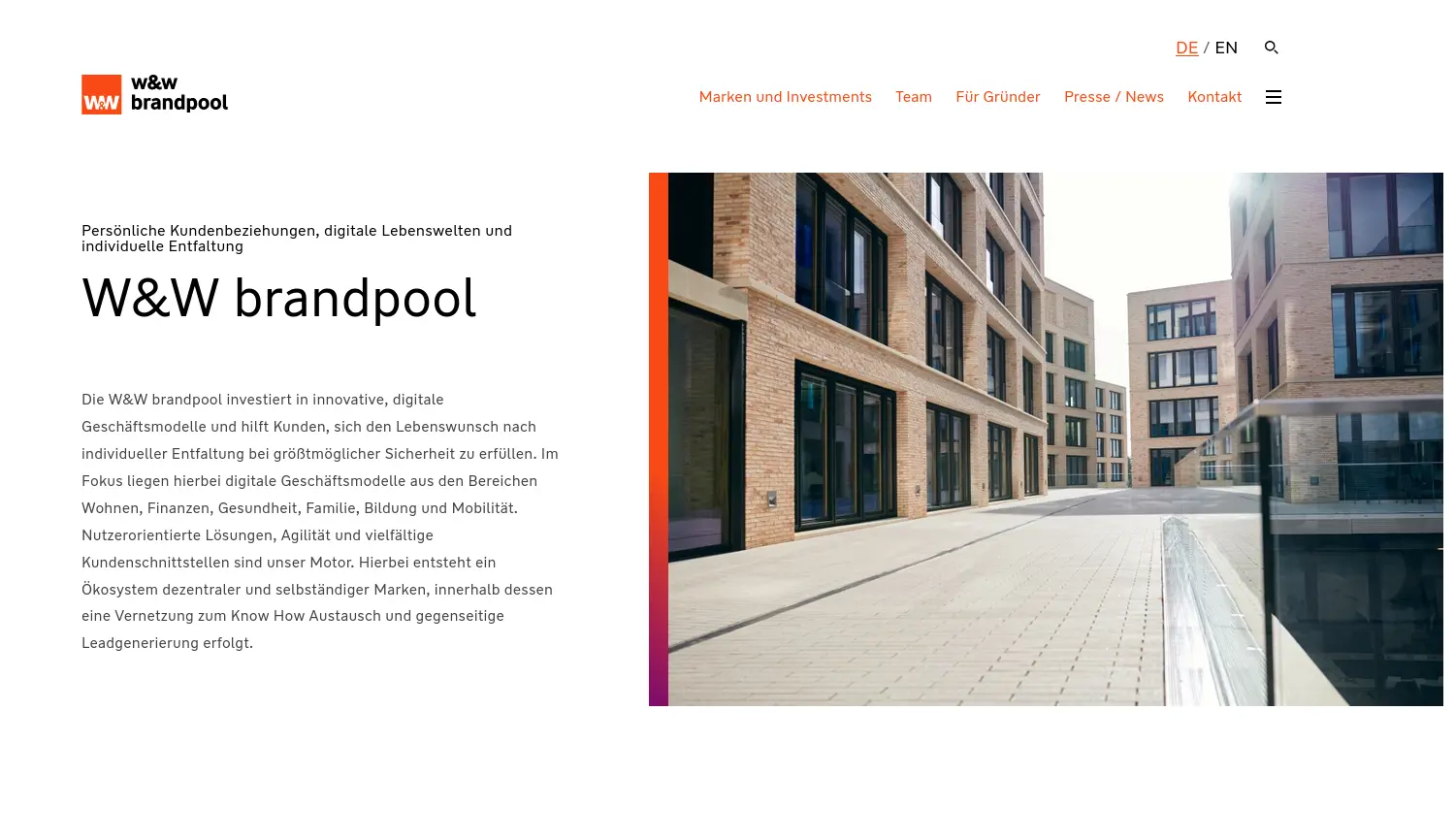 Website der Firma W&W brandpool GmbH