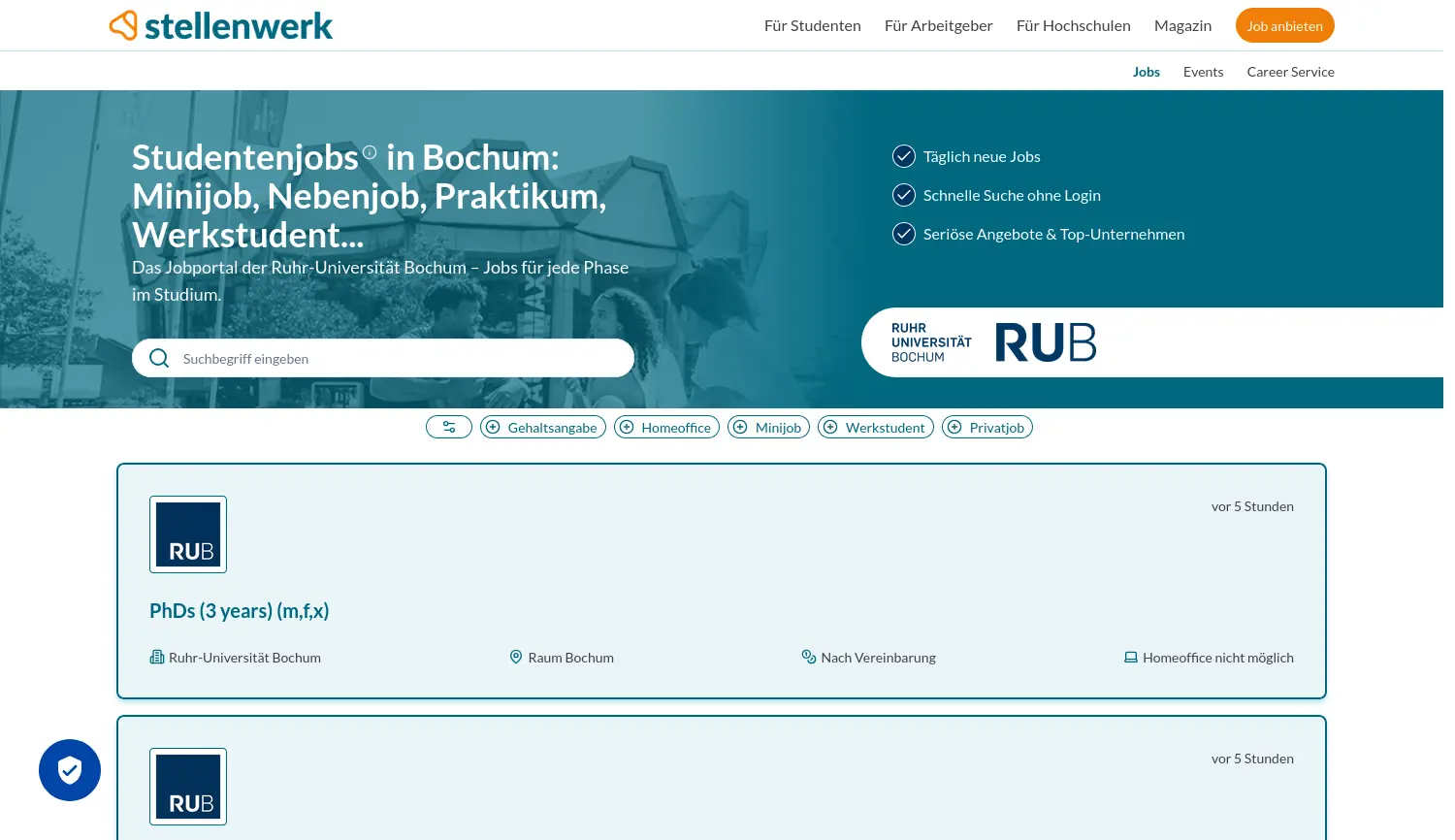 Website der Firma stellenwerk GmbH