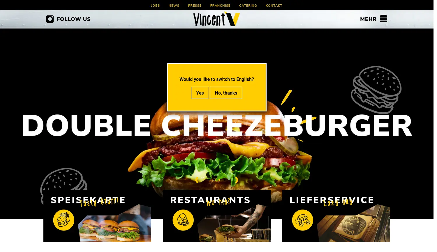 Website der Firma Vincent Vegan Lovefood GmbH