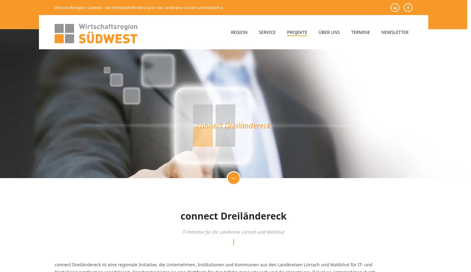 Website der Firma Wirtschaftsregion Südwest GmbH