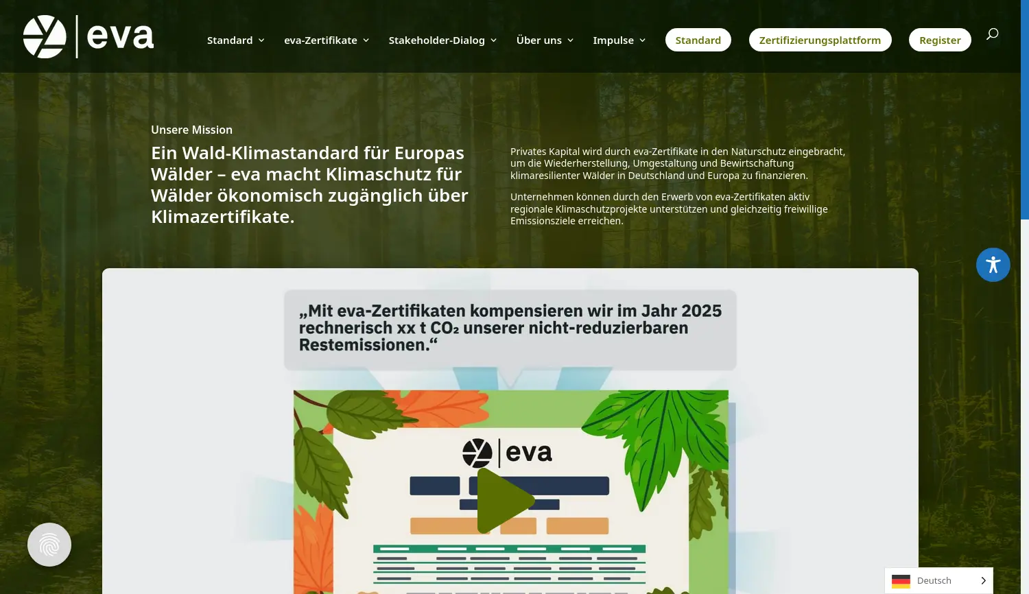 Website der Firma eva service GmbH