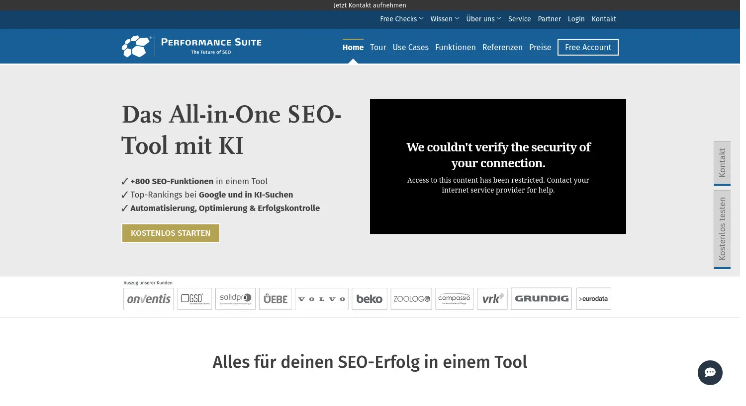 Website der Firma Performance Suite GmbH