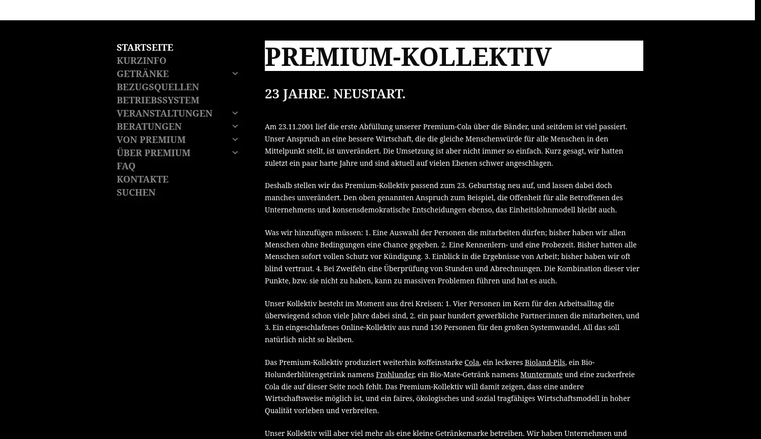 Website der Firma PREMIUM-KOLLEKTIV
