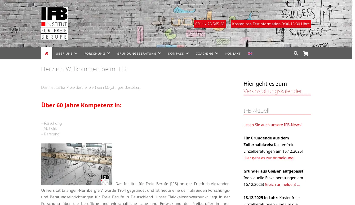 Website der Firma Institut für Freie Berufe an der Friedrich-Alexander-Universität Erlangen-Nürnberg e.V.