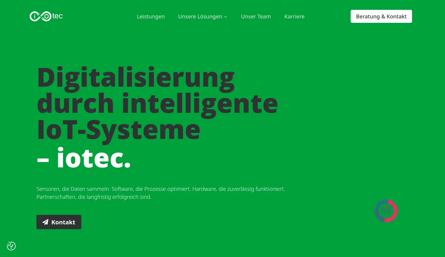Website der Firma iotec GmbH