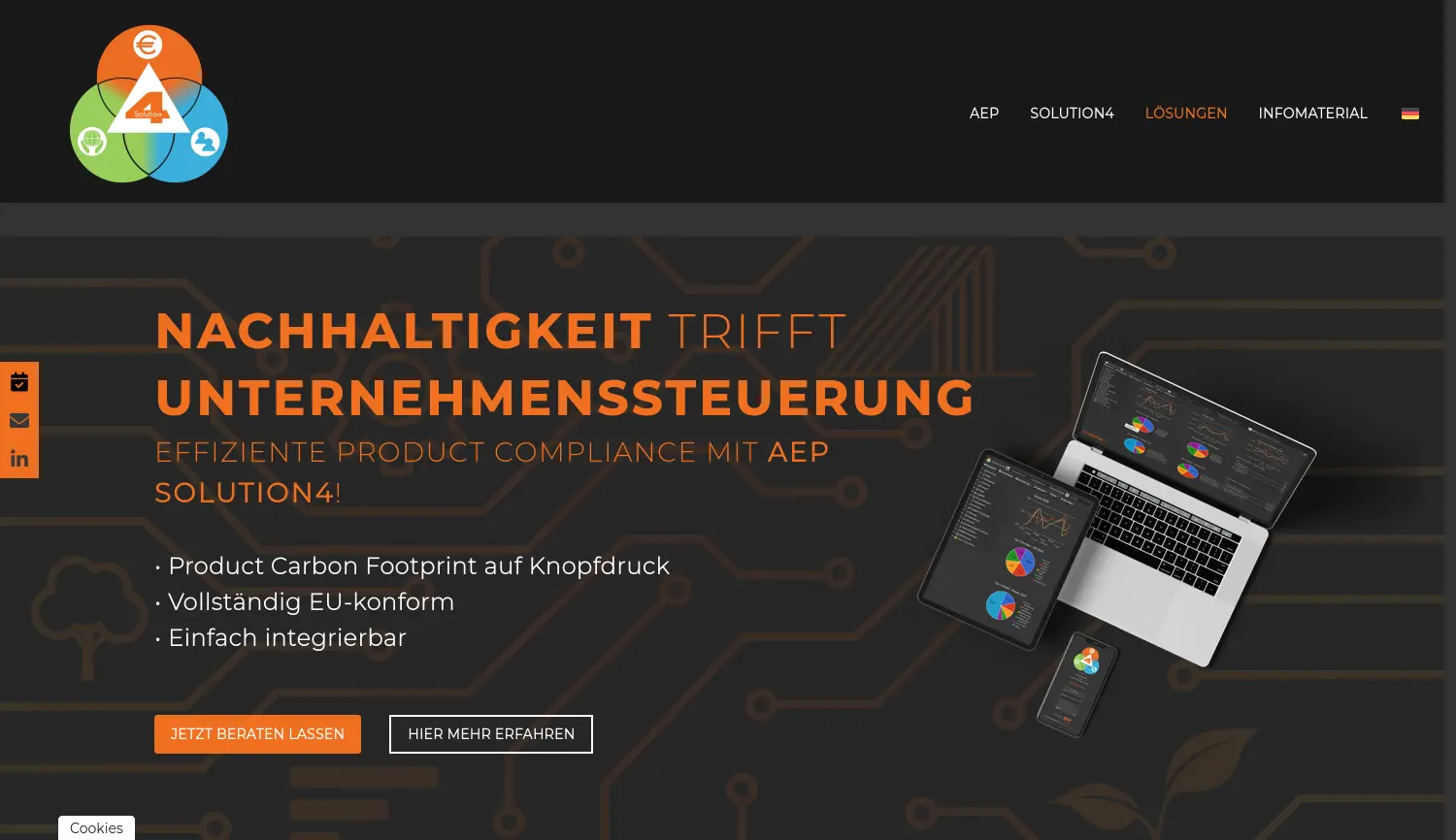 Website der Firma AEP Solutions GmbH