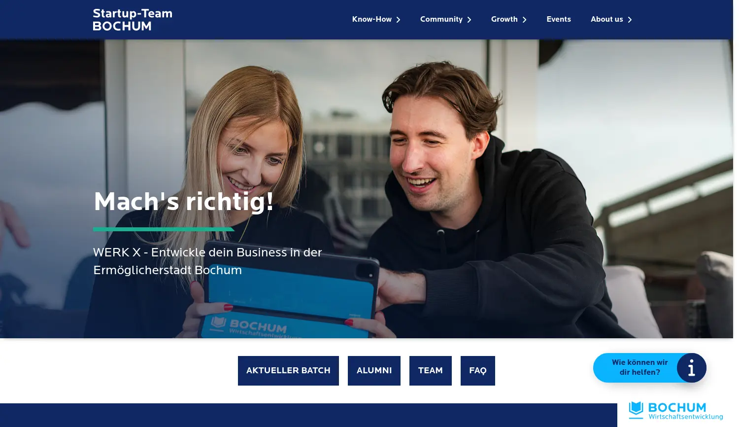 Website der Firma WirtschaftsEntwicklungsGesellschaft Bochum mbH