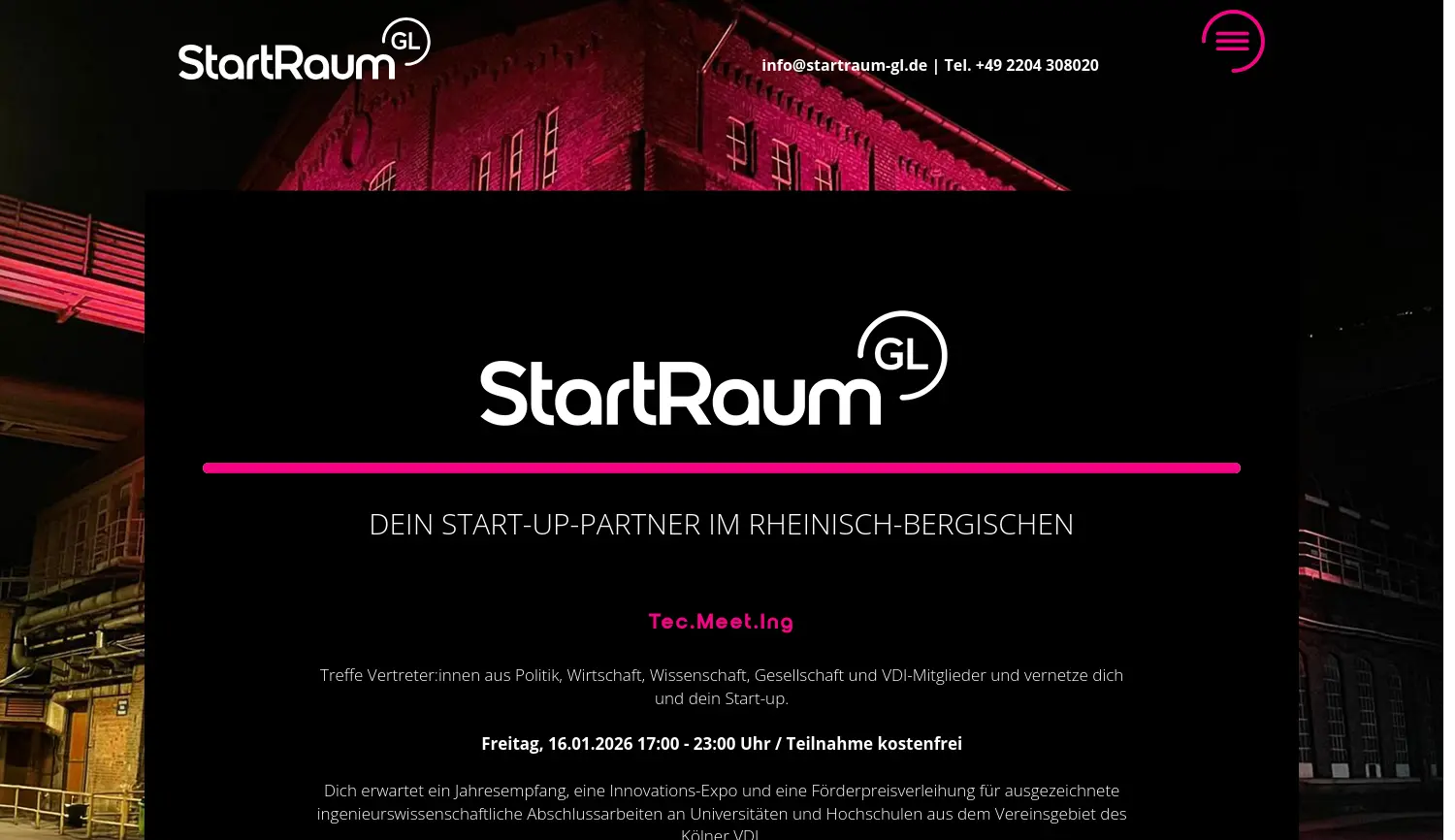 Website der Firma Rheinisch-Bergisches TechnologieZentrum GmbH