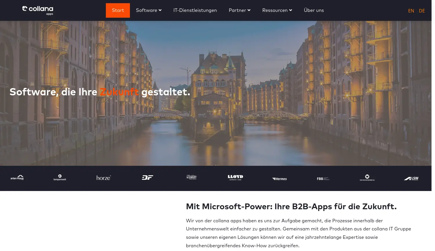 Website der Firma collana apps GmbH