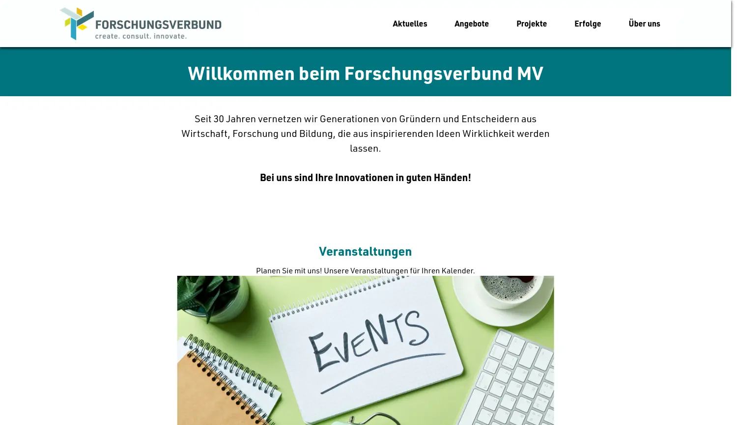 Website der Firma Forschungsverbund MV gGmbH