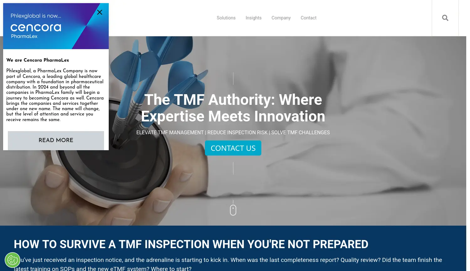 Website der Firma Phlexglobal (Teil von Cencora)