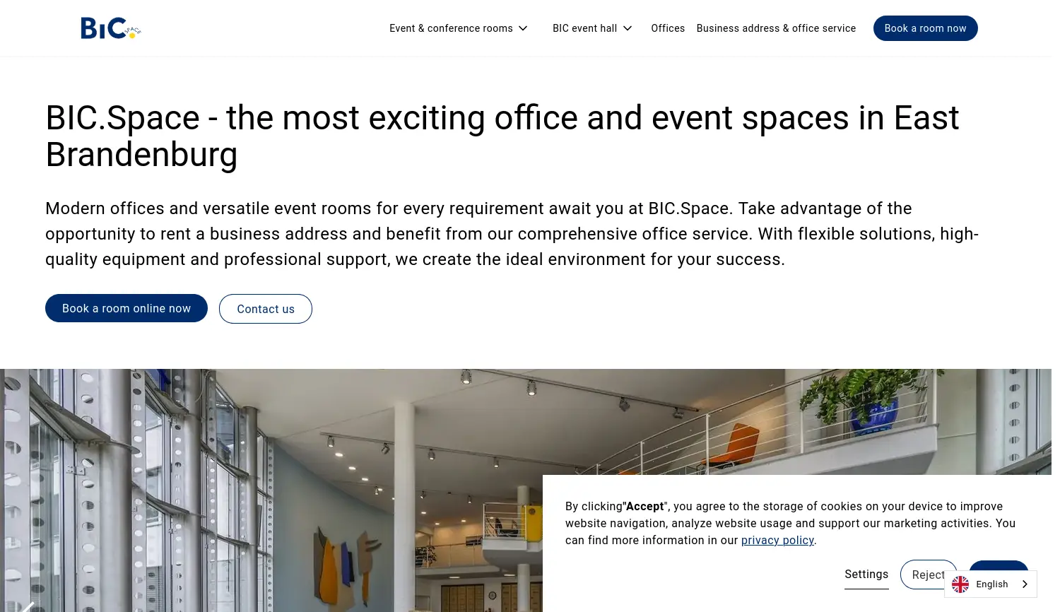 Website der Firma BIC.Space