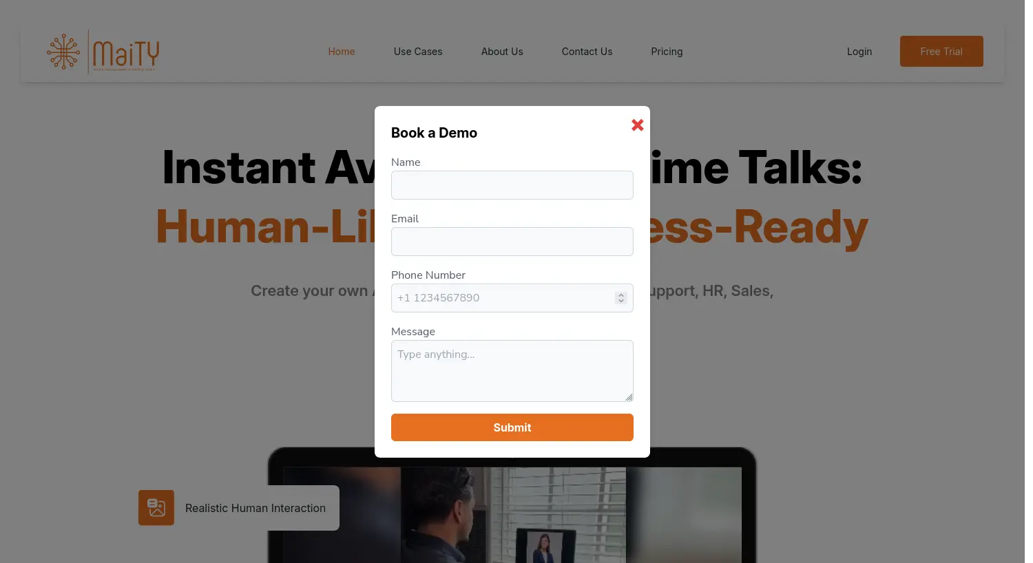 Website der Firma Maity